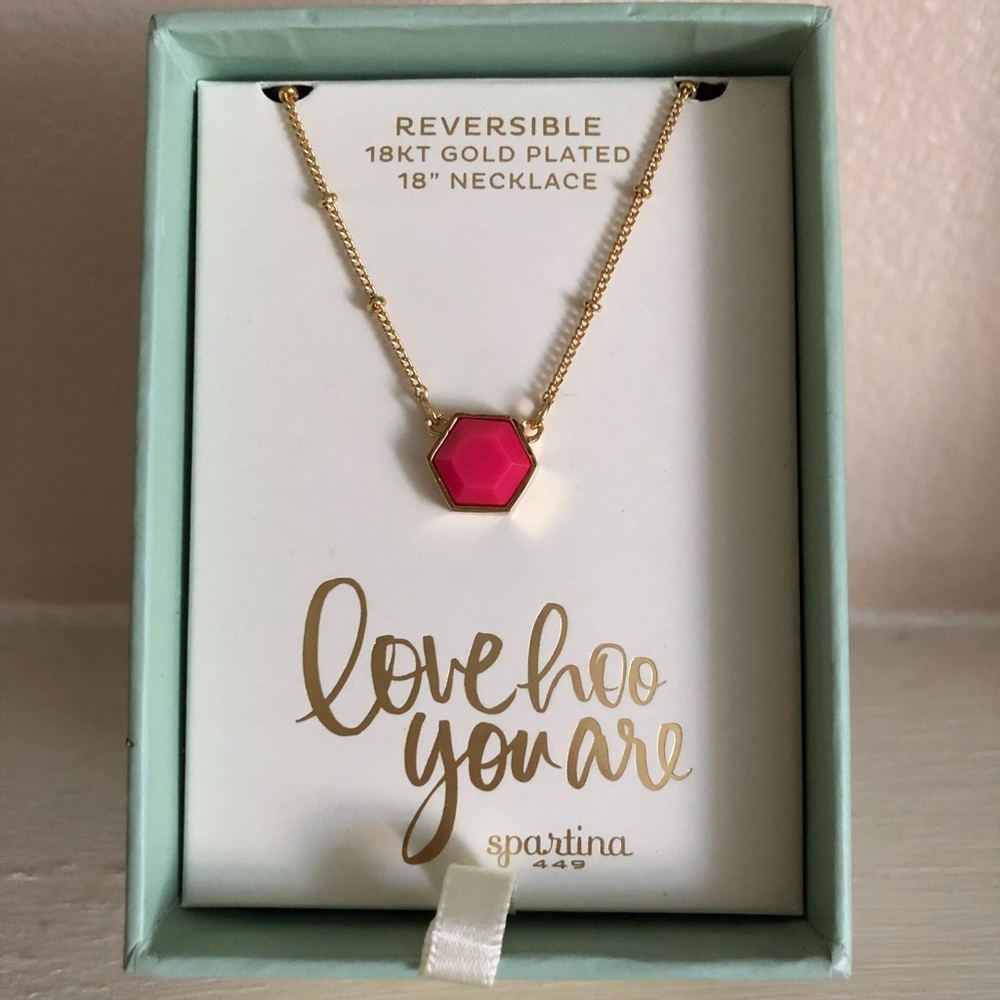 Spartina 449 reversible pink and crystal necklace